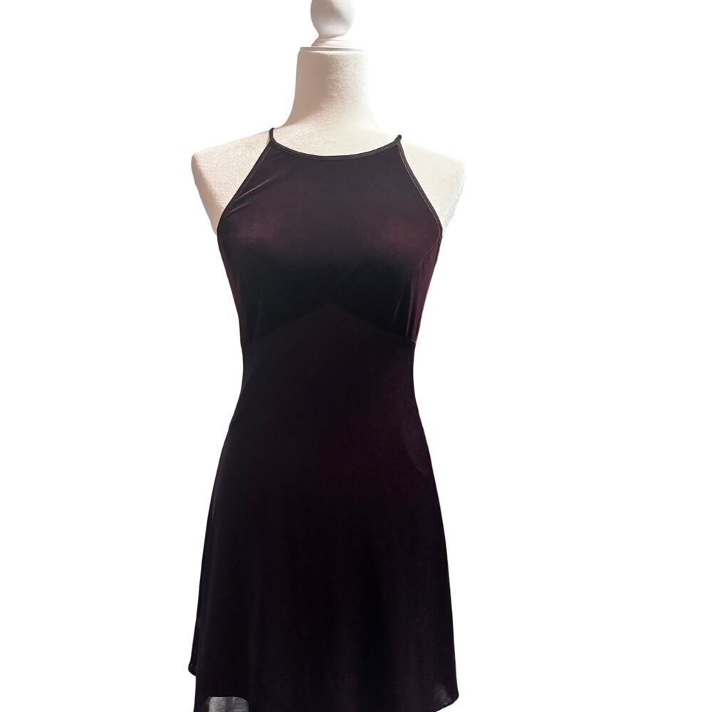 Y2K STEPPIN OUT Whimsigoth Fairy Grunge Burgundy Halter Dress in Sz 3/4